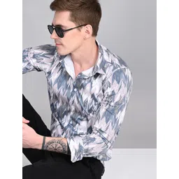 BLVNK Printed Spread Collar Cotton Shirt image 4