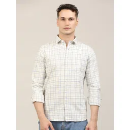 BLVNK Windowpane Checks Checked Spread Collar Cotton Shirt-picture-10
