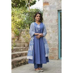 bna bnaya Jaipuri women kurta set Floral Print Kurta, Salwar & Dupatta Set-picture-11
