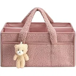 bnf bnf® Plush Baby Diaper Bag Stylish Nursery Storage Bag Baby Shower Gift Organizer Pink | Diapering | Diaper Bags-picture-26