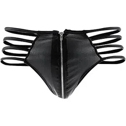 bnf Men Black PU Leather Thong Front Zip T Back Underwear Underpants | Clothing Shoes & Accessories | Mens Clothing | Underwear | 1 Piece Leather Thong for Men-picture-16