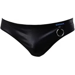 bnf Men's Imitation Leather Thongs G-String Underwear Briefs | Comfortable Design Underpants for Men | Fashionable wear with Hoop Detail | Black Medium Size-picture-19