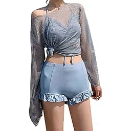 bnf Women Bikini Set Three Piece Bathing Suit Swimwear Tie Halter Gray | Clothing, Shoes & Accessories | Womens Clothing | Swimwear-picture-15