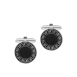 bodha Silver-Plated & Black Round Cufflink-picture-16