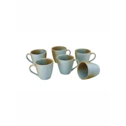 BODHI HOUSE Blue & Brown 6 Pcs Ceramic Dishwasher & Microwave Safe Glossy Mugs 350ml Each-picture-35