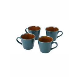 BODHI HOUSE Teal 4 Pieces Ceramic Dishwasher & Microwave Safe Glossy Cups 175 ML Each-picture-10
