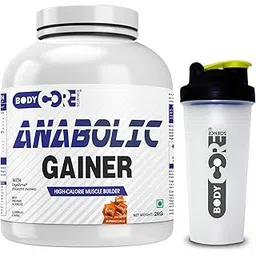 Body Core Science Anabolic Mass Gainer Powder-2 Kg (Butterscotch) With Shaker | Weight Mass Muscle Gainer | Whey Protein Gainer image 1