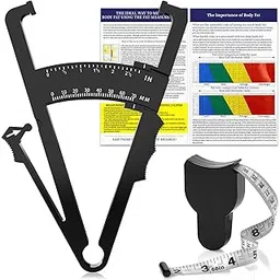 Body Fat Caliper and Body Measure Tape 60inch for Accurately Measuring BMI Skin Fold Fitness and Weight-Loss(Black) image 1