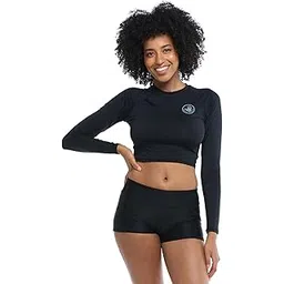 body glove Women's Standard Let It Be Long Sleeve Crop Top Rashguard with UPF 50+, Black, Medium-picture-20