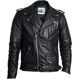 body guard Genuine Leather Jacket | Genuine & Pure Leather Jacket | Mens Solid Biker Jacket | Full Sleeve Belt Solid Jacket for Men's Biker Style-picture-42