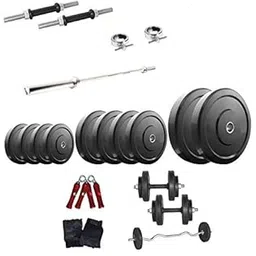 Body Maxx 22 Kg Home Gym Pack of Rubber Weight Plates + Dumbells Rods + 5 FT Bench/Shoulder Bar + Gloves + Hand Gripper-image-41