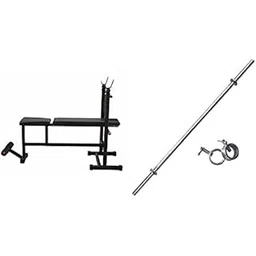 Body Maxx 4 IN 1 Multi Home Gym Bench Press & 5 Feet Bench Bar With Locks-image-0