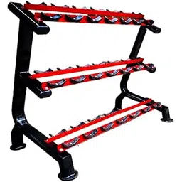 Body Maxx Heavy Duty 3 Tier Dumbbell Rack With Holding Hooks Red And Black Combination For Home & Commercil Gym-image-33