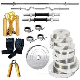 Body Maxx New 10 KG Steel Weight Plate Home Gym Set + 14 Dumbbell Rod + 3 FT CURL Rod + 5 FT Plain Rod (20 MM) + Skipping Rope and All Gym Accessories for Weight Lifting Exercise"-image-30