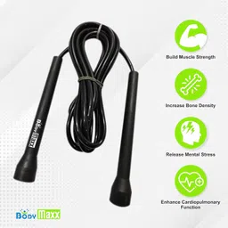 Body Maxx Skipping Rope Sleek, Plastic, Black image 2