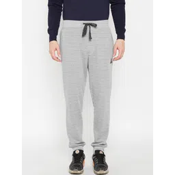 BODYACTIVE Men Grey Melange Self Design Straight Fit Joggers-picture-29