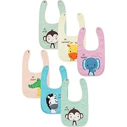 BODYCARE Baby Bibs for Boys & Girls – Pack of 6 | Soft Cotton Waterproof Feeding Bibs with Snap Buttons | Cute Animal Prints | Reusable, Washable, Unisex Infant Bib Set-picture-12