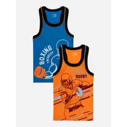 Bodycare Boys Orange & Blue Regular Fit Kids Vest - Pack Of 2-picture-36