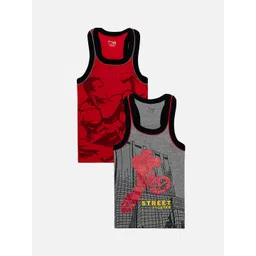 Bodycare Boys Pack Of 2 Printed Cotton Innerwear Vests KGA2008NB-PK004-Red & Grey-picture-39