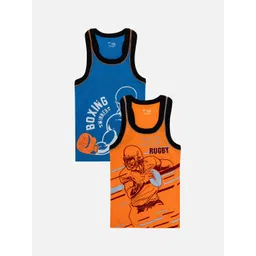 Bodycare Boys Pack Of 2 Printed Cotton Innerwear Vests KGA2008NC-PK004-Orange & Blue-picture-40