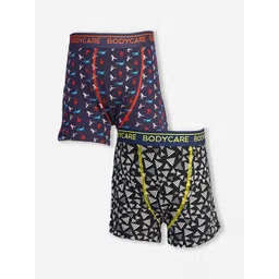 Bodycare Boys Pack Of 2 Printed Cotton Trunks KGA2083A-PK001-Black & Navy-picture-25
