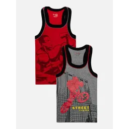 Bodycare Boys Red & Grey Regular Fit Kids Vest - Pack Of 2-picture-11