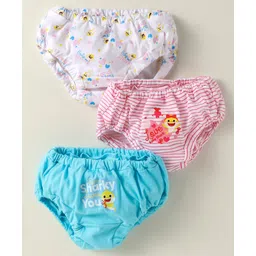 Bodycare Cotton Knit Bloomers With Stripes & Shark Print Pack Of 3 - Pink Light Blue & White-picture-27