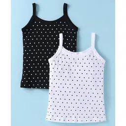 Bodycare Cotton Knit Singlet SleevesSlips With Polka Dot Print Pack of 2 - Black & White-picture-11