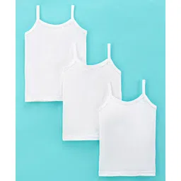 Bodycare Cotton Sleeveless  Solid Color Slips Pack of 3 - White-picture-14