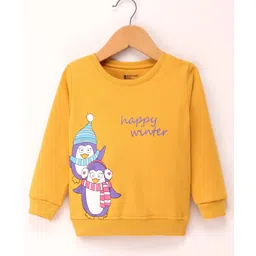 Bodycare Fleece Full Sleeves Sweatshirt Penguin Print - Mustard-picture-18