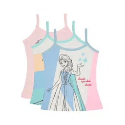 Bodycare Girls Pack Of 3 Assorted Frozen Printed Pure Cotton Camisoles-picture-23