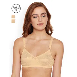 Bodycare Pack of 3 Beige Self Design Non-Wired Non Padded Everyday Bra E5583SSS-picture-25