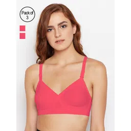 Bodycare Pack of 3 Coral Pink Solid Non-Wired Non Padded Everyday Bra E5589COCOCO-picture-36
