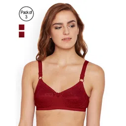 Bodycare Pack of 3 Maroon Self Design Non-Wired Non Padded Everyday Bra E5583MHMHMH-picture-21