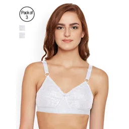 Bodycare Pack of 3 White Self Design Non-Wired Non Padded Everyday Bra E5586WWW-picture-37
