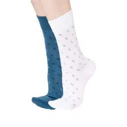 Bodycare White & Blue Regular Fit Self Print Socks - Pack of 2-picture-18