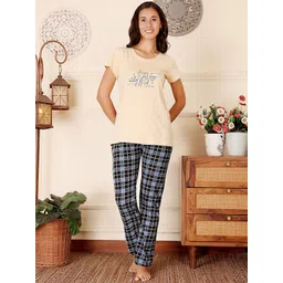 Bodycare Women Pure Cotton Typography Printed Night Suit-picture-21