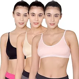 bodycare Women's Cotton Blend Non Padded Non-Wired Sports Bra (Pack Of 3)-picture-28