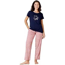 bodycare Women's Cotton Printed T-Shirt and Payjama Set | Soft & Breathable Nightwear | Short Sleeves | Loungewear Co-Ord Set BSLS15013-picture-24