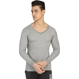 bodycare insider Bodycare Mens Tops V Neck Full Sleeves Pack of 1-Gray Melange-picture-44