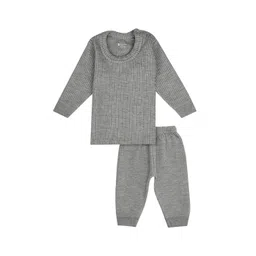 BODYCARE INSIDER Infant Kids Grey Melange Striped Thermal Set-picture-30