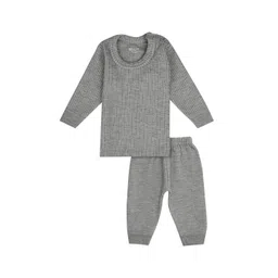 BODYCARE INSIDER Kids Grey Melange Striped Cotton Thermal Set-picture-25