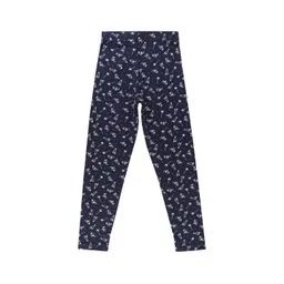 bodycare kids Bodycare Girls Navy Blue & White Printed Cotton Ankle-Length Leggings-picture-11