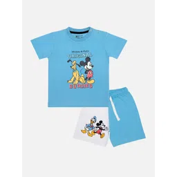 Bodycare Kids Boys Mickey & Pluto Printed Pure Cotton T-shirt With Shorts-picture-30