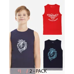 Bodycare Kids Boys Pack Of 2 Soft Breathable Cotton Rib Vests KGA2016NVRD-80-picture-12