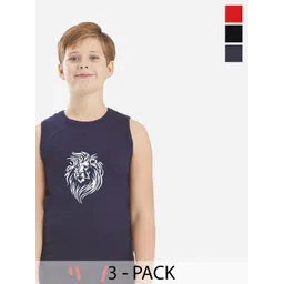 Bodycare Kids Boys Pack Of 2 Soft Breathable Sleeveless Cotton Vests KGA2016BLKRD-80-picture-44