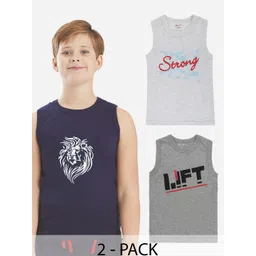 Bodycare Kids Boys Pack Of 2 Soft Breathable Sleeveless Cotton Vests KGA2016GRWH-60-picture-14