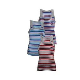 Bodycare Kids Boys Pack Of 3 Assorted Striped Cotton Innerwear Vests-picture-23