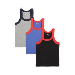 Bodycare Kids Boys Pack Of 3 Black & Blue Innerwear Vests-picture-44