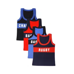 Bodycare Kids Boys Pack Of 4 Black & Red Basic Vests-picture-35